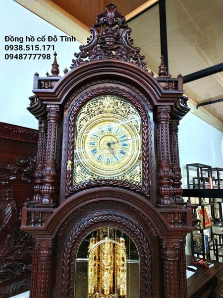 DH14: Đồng hồ cây máy tạ gỗ gụ dát vàng 53231483 2544845422211897 7996223704847613952 n