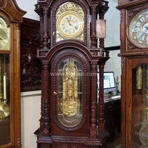 DH14: Đồng hồ cây máy tạ gỗ gụ dát vàng