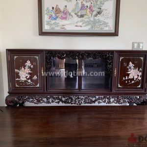 TC02: Tủ chè khảm tích tam quốc gỗ gụ cao cấp