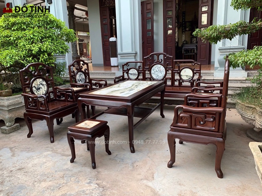 Mua bộ trường kỷ gỗ gụ đẹp tại Dotinh.com liệu có chất không? - Ảnh: Dotinh.com