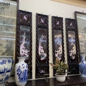 TG22: Bức tranh cầm kỳ thi họa gỗ gụ cực quý