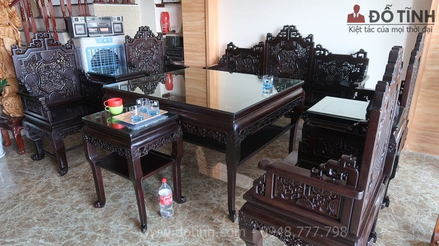 Bộ trường kỷ ngũ lân 9 món mang đến 1 không gian sống sang trọng, đẳng cập, tuyệt diệu cho mọi ngôi nhà - Ảnh: Dotinh.com
