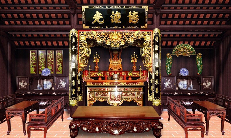 Trường kỷ gỗ gụ đẹp cho nhà gỗ