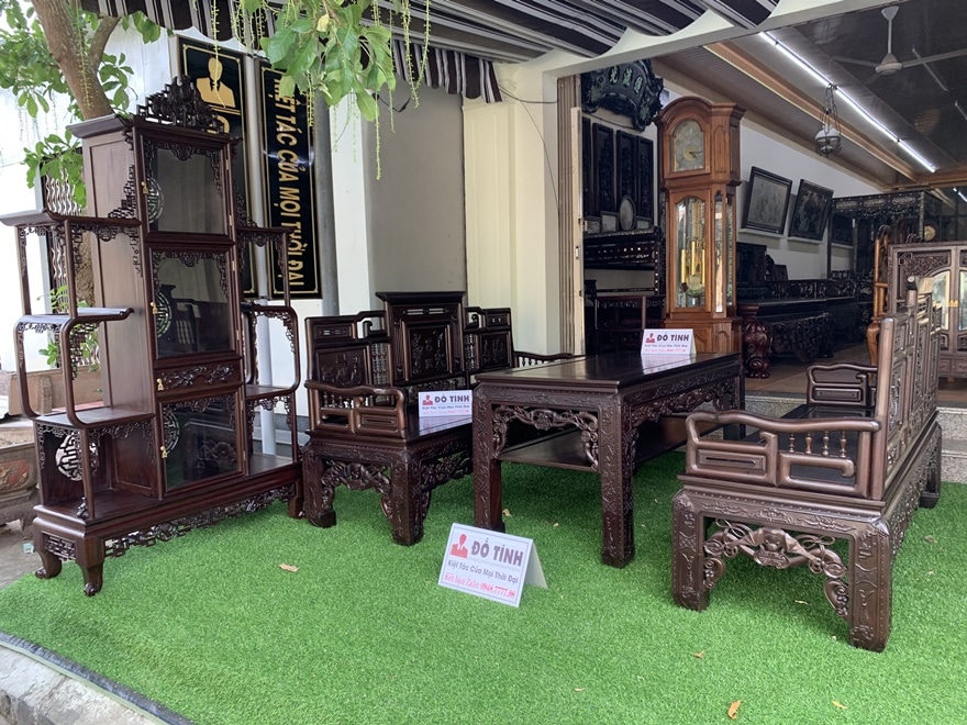 Combo trường kỷ cổ đồ đại + Tủ đồ