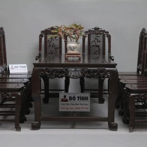 Bộ bàn ăn đục ngũ phúc siêu đẹp
