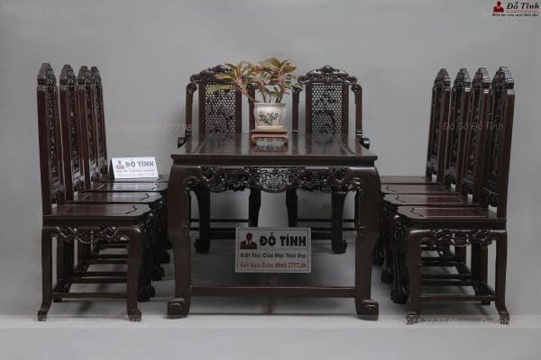 Bộ bàn ăn đục ngũ phúc siêu đẹp