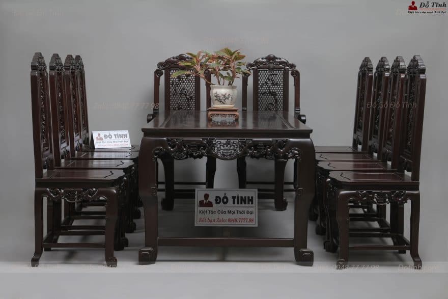 Bộ bàn ăn đục ngũ phúc siêu đẹp