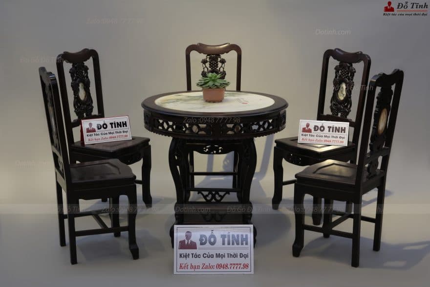 Bộ bàn ăn nhỏ đục nho siêu đẹp