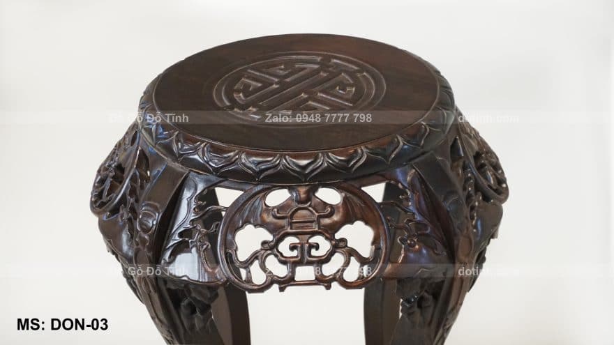 DON-03| Đôn Gỗ Chữ Thọ| Gỗ Gụ đôn chữ thọ, đôn gỗ gụ, nơi sản xuất đôn chữ thọ