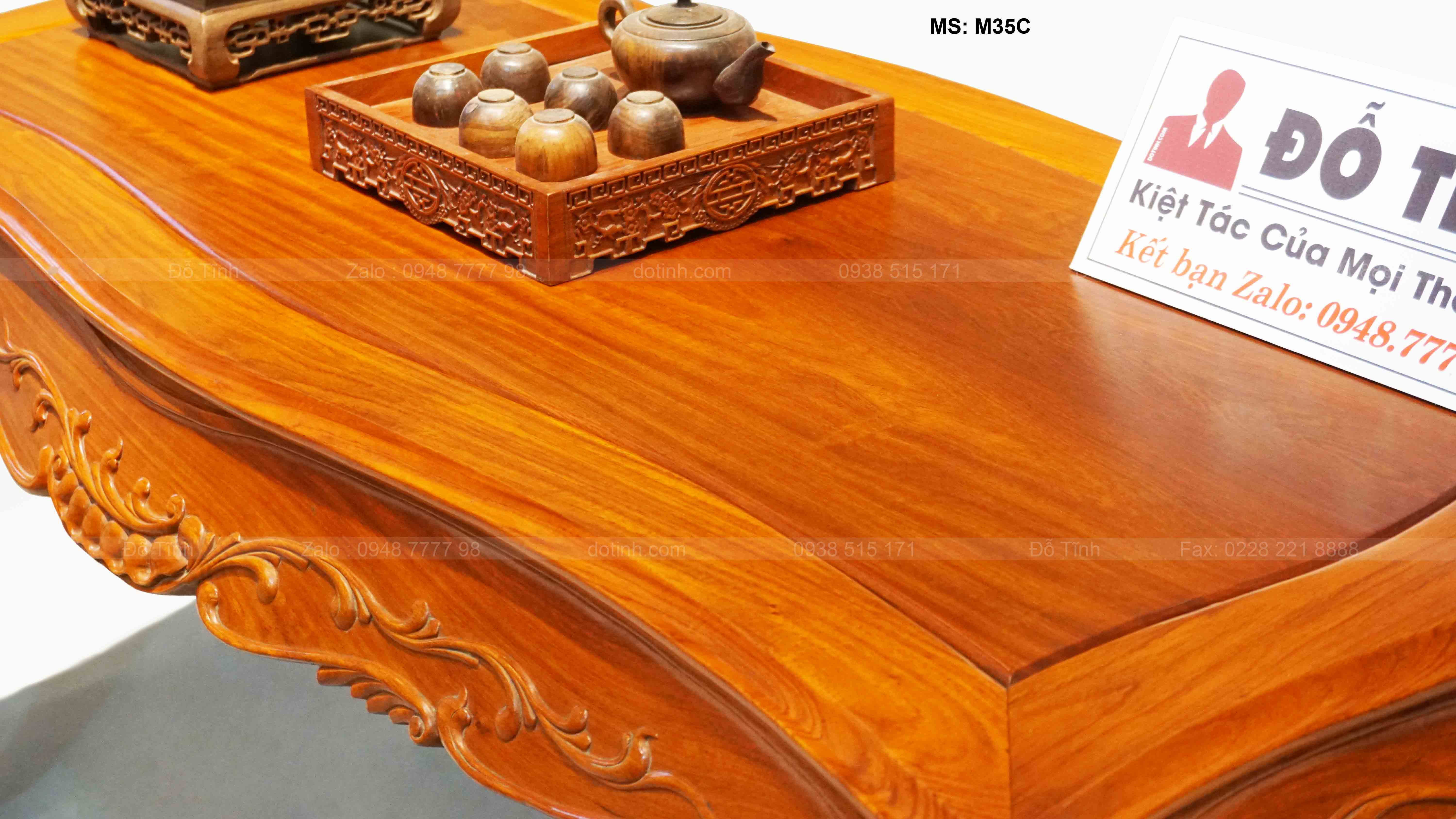 M35C: Bộ bàn ghế Louis hoàng gia | gỗ hương Lào Bộ bàn ghế Louis hoàng gia gỗ hương Lào - mặt bàn