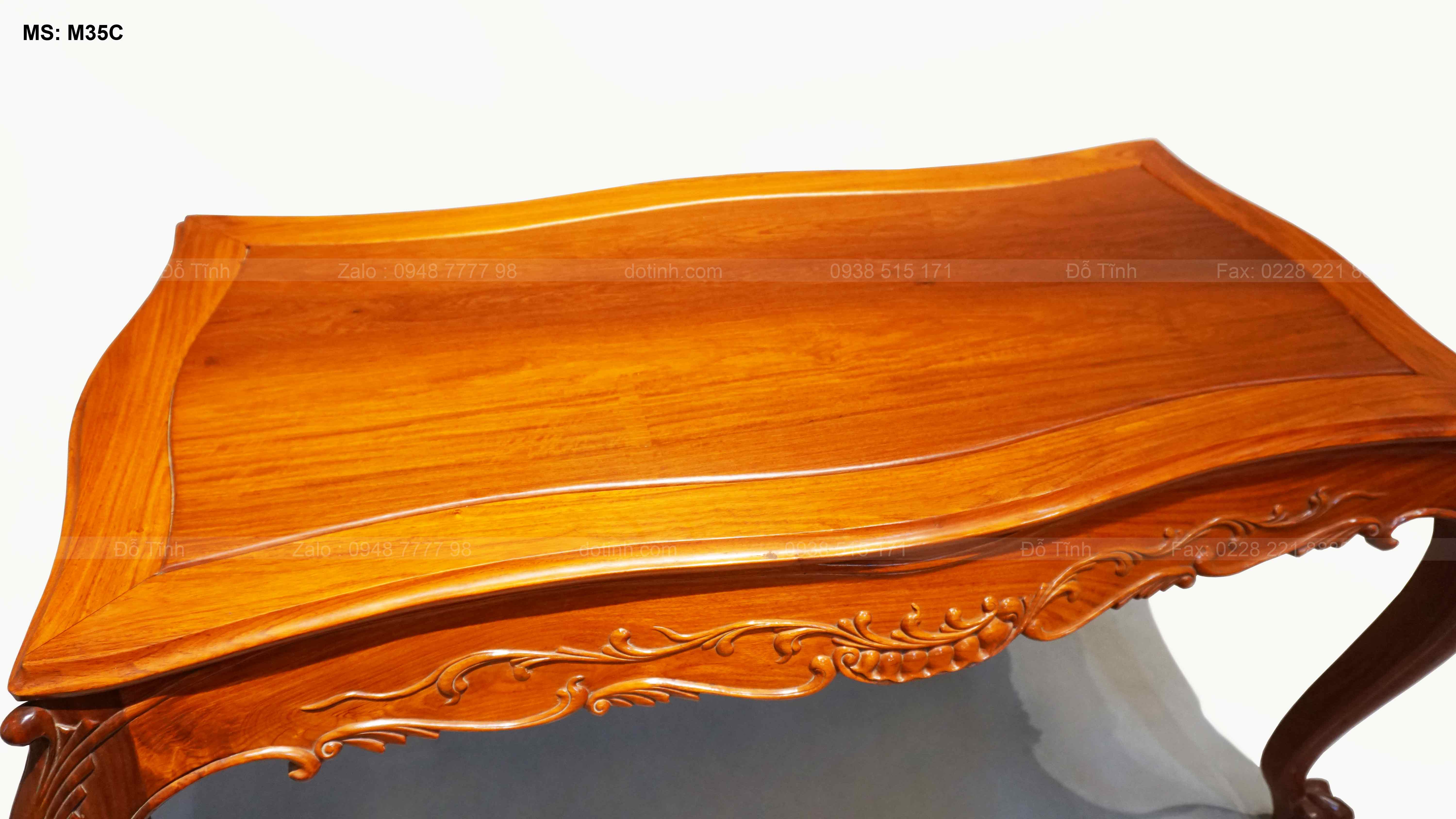 M35C: Bộ bàn ghế Louis hoàng gia | gỗ hương Lào Bộ bàn ghế Louis hoàng gia gỗ hương Lào - mặt bàn