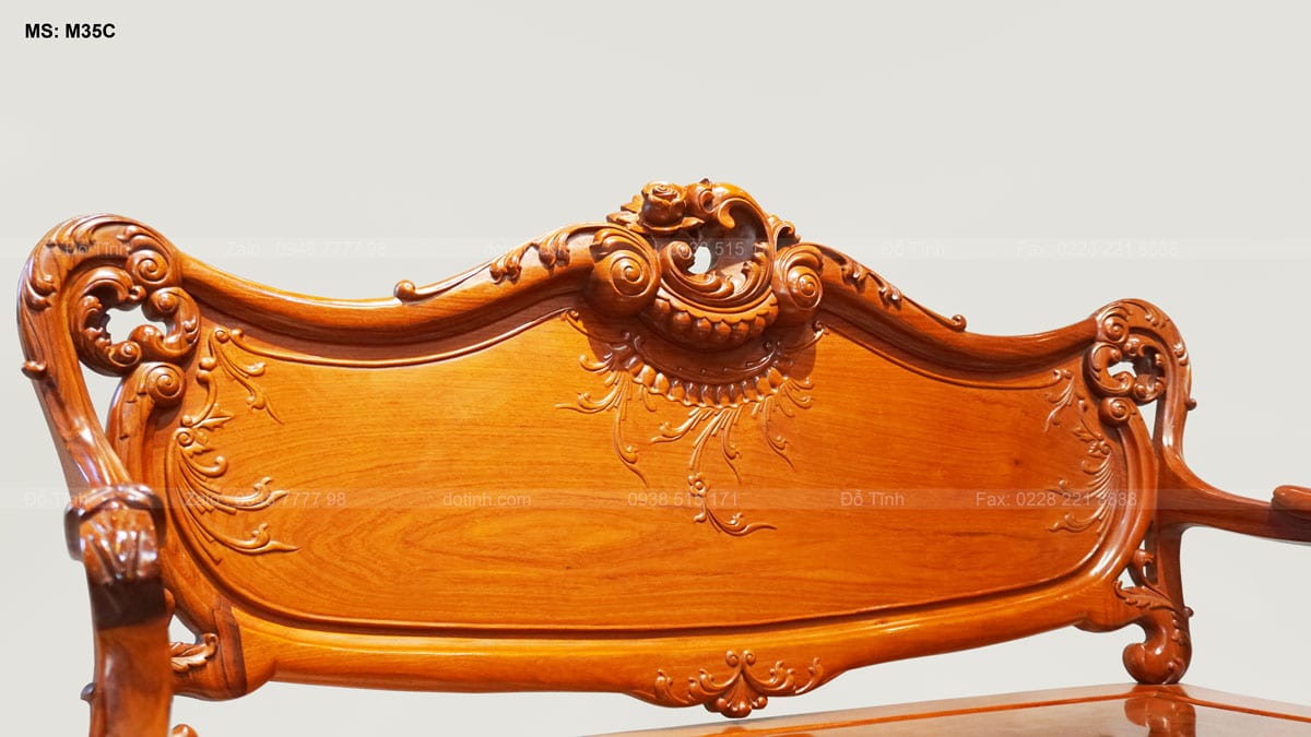 M35C: Bộ bàn ghế Louis hoàng gia | gỗ hương Lào Bộ bàn ghế Louis hoàng gia gỗ hương Lào - Tựa ghế đoản