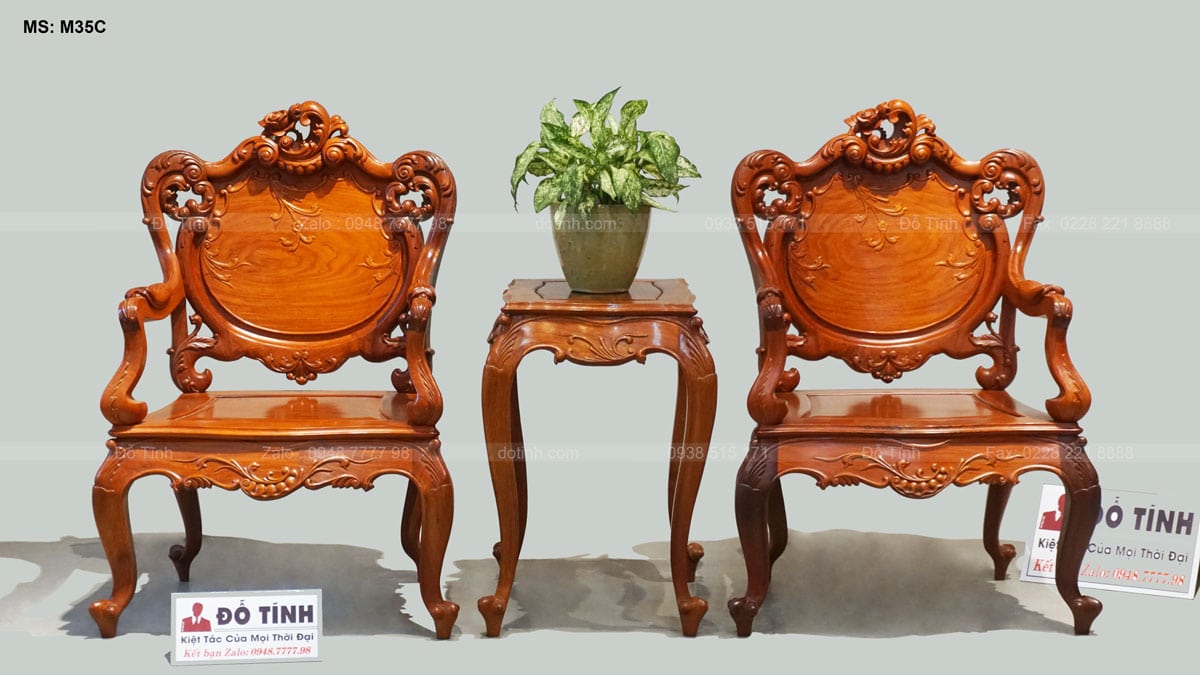 M35C: Bộ bàn ghế Louis hoàng gia | gỗ hương Lào Bộ bàn ghế Louis hoàng gia gỗ hương Lào - decor sáng tạo