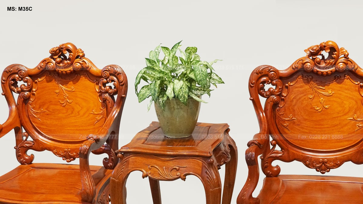 M35C: Bộ bàn ghế Louis hoàng gia | gỗ hương Lào Bộ bàn ghế Louis hoàng gia gỗ hương Lào - một chút sắc xanh thêm phần tươi tắn