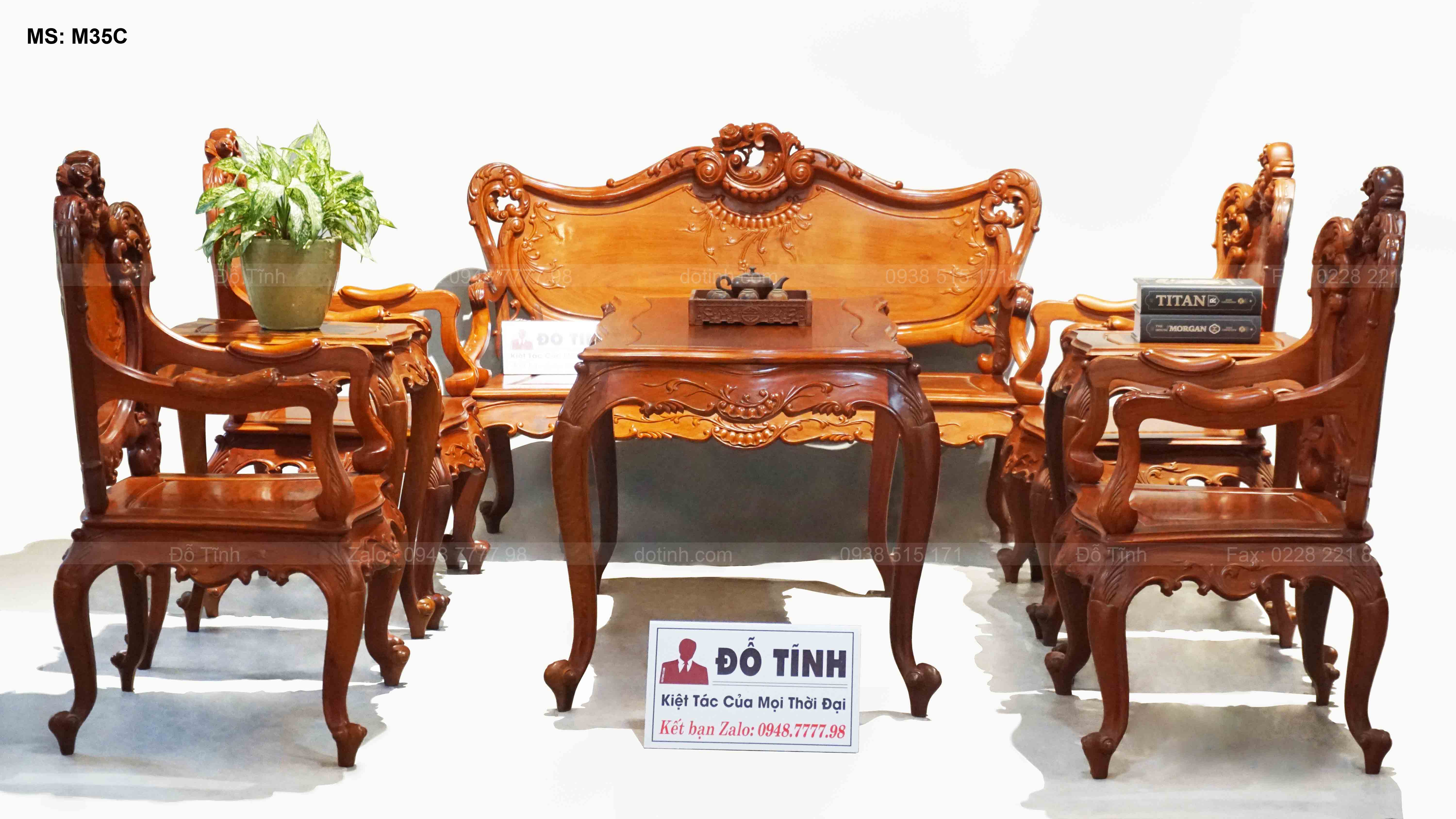 M35C: Bộ bàn ghế Louis hoàng gia | gỗ hương Lào M35C: Bộ bàn ghế Louis hoàng gia gỗ hương Lào