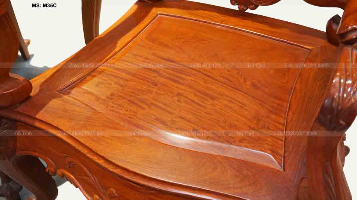 M35C: Bộ bàn ghế Louis hoàng gia | gỗ hương Lào Bộ bàn ghế Louis hoàng gia gỗ hương Lào - mặt ghế căng bóng