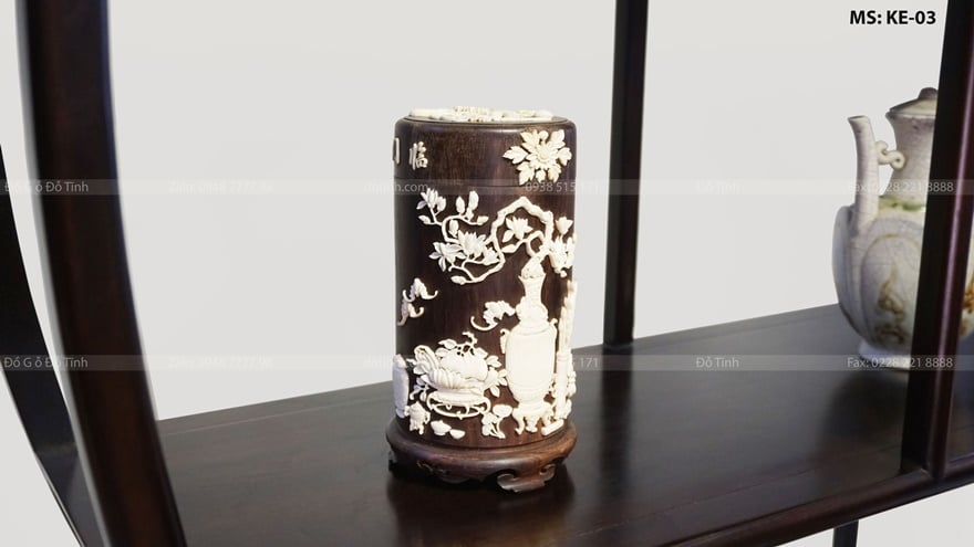 KE-03| Kệ Bày Đồ Ánh Trăng Khuyết Kệ bày đồ ánh trăng khuyết gỗ gụ - Đơn giản là chiếc lọ gỗ