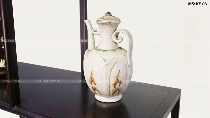 KE-03| Kệ Bày Đồ Ánh Trăng Khuyết kệ bày đồ ánh trăng khuyết gỗ gụ - Ấm sứ