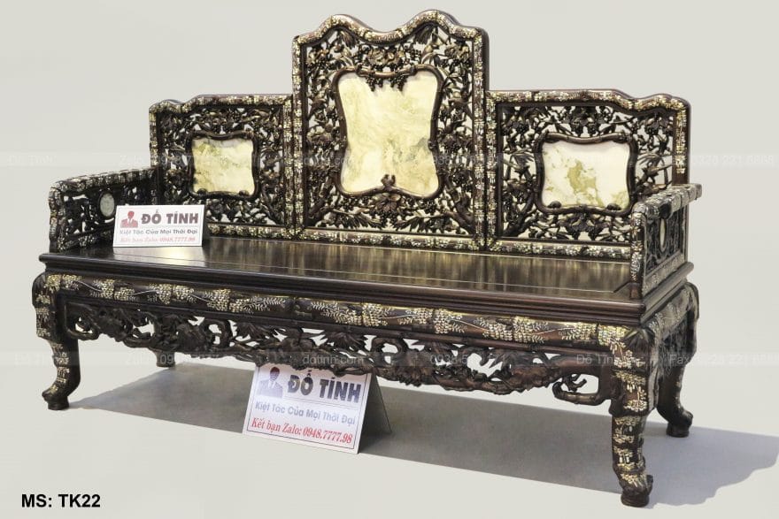 Tựa ghế tam sơn ghép nối bằng mộng cổ truyền thống