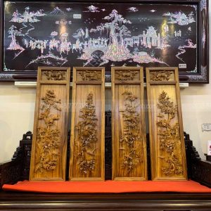 TG06-2021| Bộ Tranh Tứ Quý "Tùng Cúc Trúc Mai" Đục Tay Siêu Đỉnh Cao