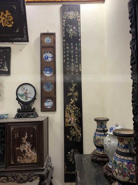 Đôi câu đối khảm ốc cổ
