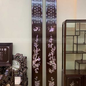 đôi câu đối khảm ốc đẹp cảnh mai điểu