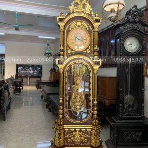 DH24-2021| Đồng Hồ Cây Gỗ Gụ Dát Vàng