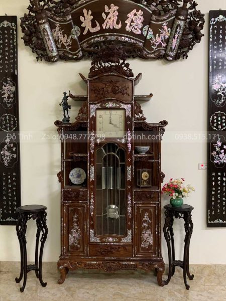 đồng hồ tủ chùa khảm ốc