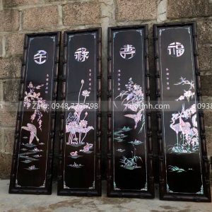 TG31-2021| Tranh Tứ Quý Khảm Ốc Đỏ Mai Sen Cúc Tùng