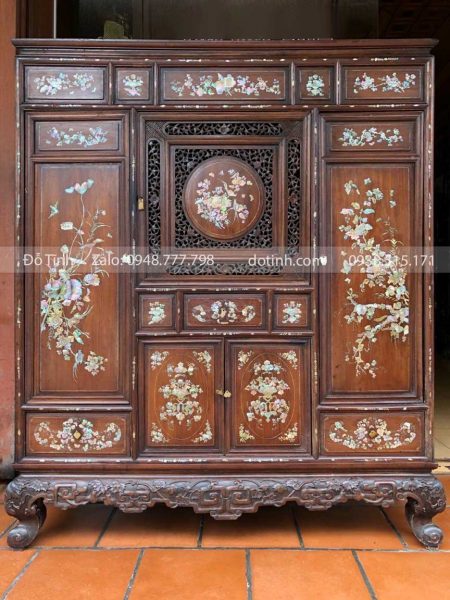 tủ huế triện lá dắt khảm ốc cổ