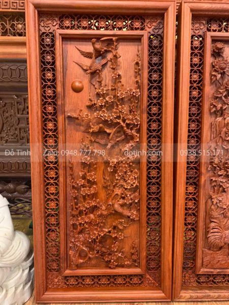 TG101-2021| Tranh Tứ Quý Đục Tay - Tinh Hoa Điêu Khắc Gỗ IMG 5842