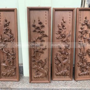 TG97-2021| Tranh Tứ Quý Đục Tay - Tinh Hoa Nghệ Thuật!