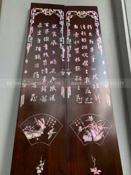TG96-2021| Đôi Câu Đối Khảm Ốc Tích Hồng Công Siêu Đỉnh!