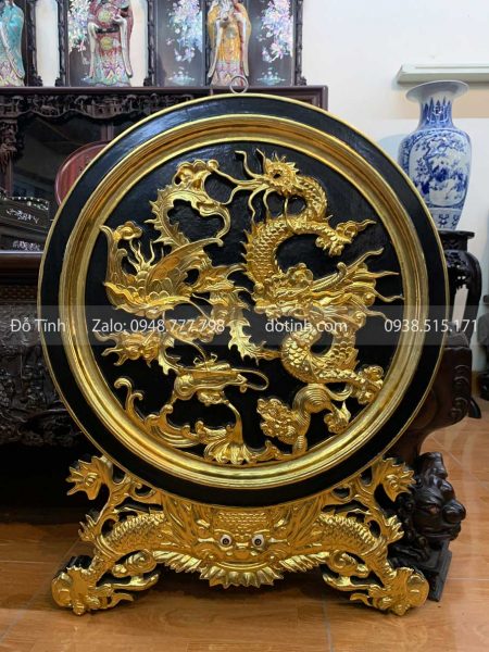 TG89-2021| Đĩa Tứ Linh Thếp Vàng Siêu Bắt Mắt!