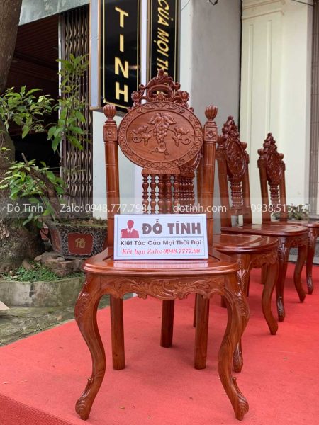 AA55-2021| Bộ Bàn Ăn Gỗ Hương: "Cù Lá Miền Tây" 9 Món bo ban an go huong cu la mien tay 9 mon 2