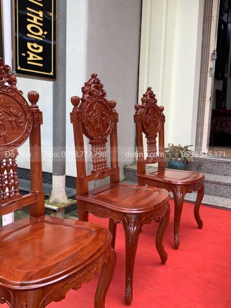 AA55-2021| Bộ Bàn Ăn Gỗ Hương: "Cù Lá Miền Tây" 9 Món bo ban an go huong cu la mien tay 9 mon 3