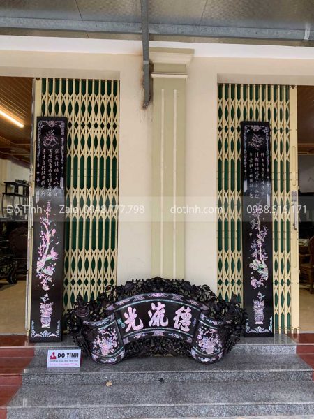 TG75-2021| Câu Đối Cuốn Thư Đức Lưu Quang Khảm Ốc Cực Đẹp