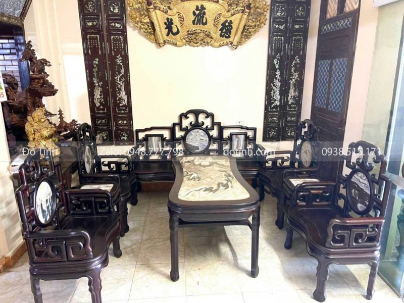Bộ Ghế Móc Bành Gỗ Trắc Ta 8 Món
