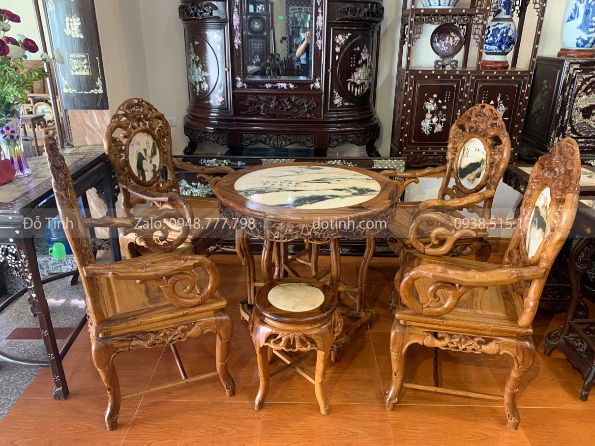 bộ ghế trúc đơn gỗ gụ ta
