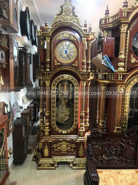 DH32-2021| Đồng Hồ Cây Dát Vàng Tứ Trụ