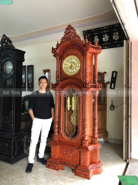DH34-2021| Đồng Hồ Cây Tứ Trụ Gỗ Hương