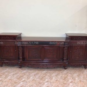 TV04-2021| Kệ Tivi Gỗ Gụ Đục Tứ Quý