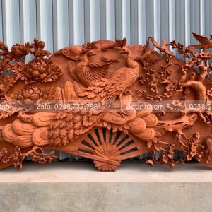 TG112-2021| Quạt Phu Thê Viên Mãn Đục Tay Gỗ Hương