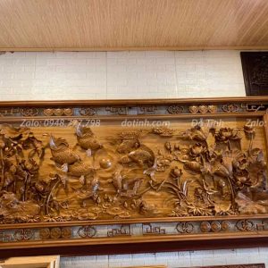 TG105-2021| Tranh Cửu Ngư Quần Hội Đục Tay
