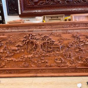 TG107-2021| Tranh Đồng Quê Đục Tay Gỗ Hương Đá