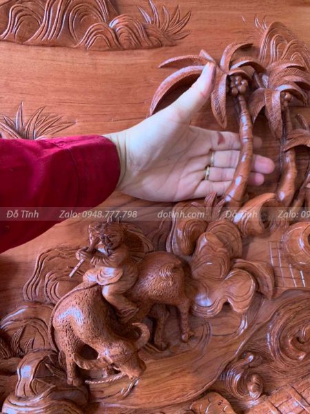 tranh dong que duc tay go huong da 7