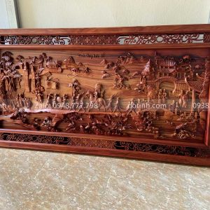 TG36-2021| Tranh Đục Vinh Quy Bái Tổ Gỗ Hương Nam Phi