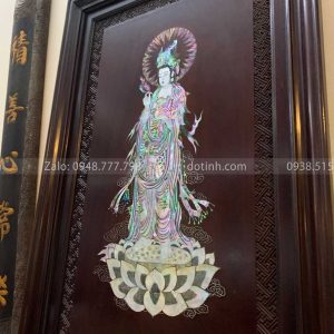 TG47-2021| Tranh Phật Bà Quan Âm Gỗ Gụ Khảm Ốc