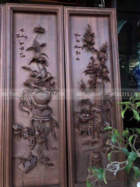 TG71-2021| Tranh Tứ Bình Đục Tay Gỗ Gụ tranh tu binh duc tay go gu 3