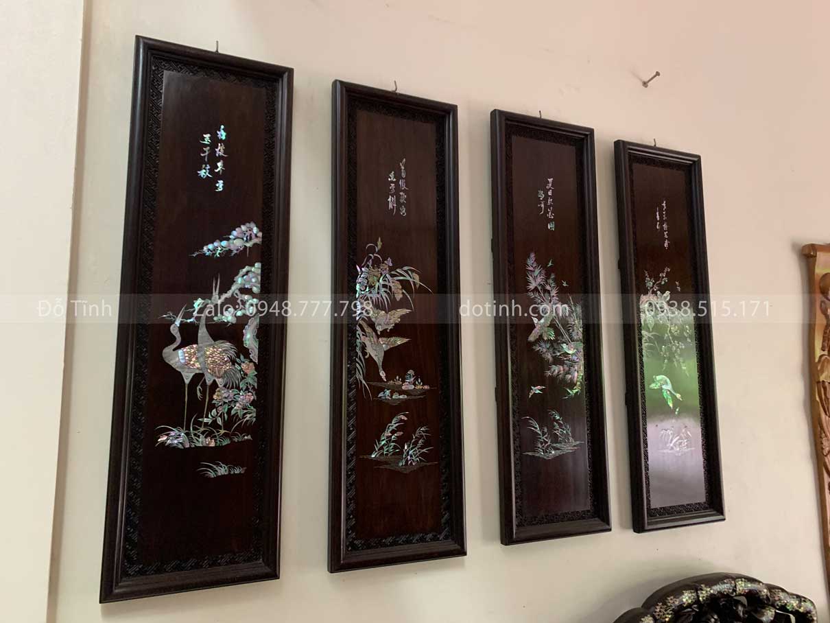 TG46-2021| Tranh Tứ Quý Khảm Ốc Xanh - Cảnh điểu tranh tu quy kham oc dep 1